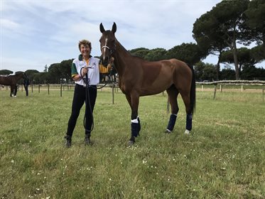 Andrea and Bin Sadaqa after the World Championships in Pisa, 2021. Image supplied.