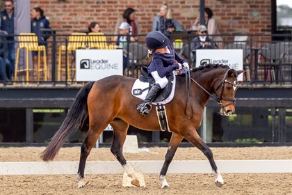 Bridget Murphy and Penmain Promise won the Grand II Grand Prix Freestyle on 71.889%. Image: One Eyed Frog Photography