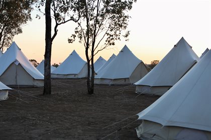 Glamping at Juandah Plains. Image by Roger Fitzhardinge