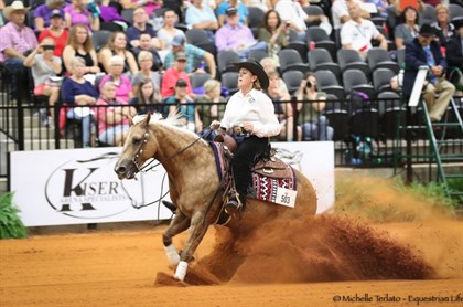 Shauna Larcombe and Designed With Shine scored 219 in the reining final - © Michelle Terlato